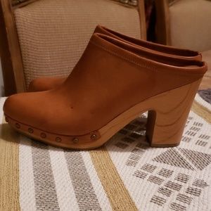 Tan Studded Clog Mule
